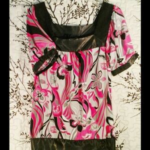 Satin and Knit Floral Top